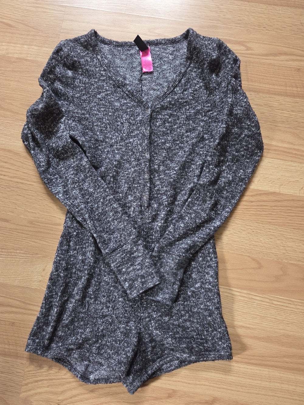 La SENZA Gray Marled Long Sleeve Romper Pajama